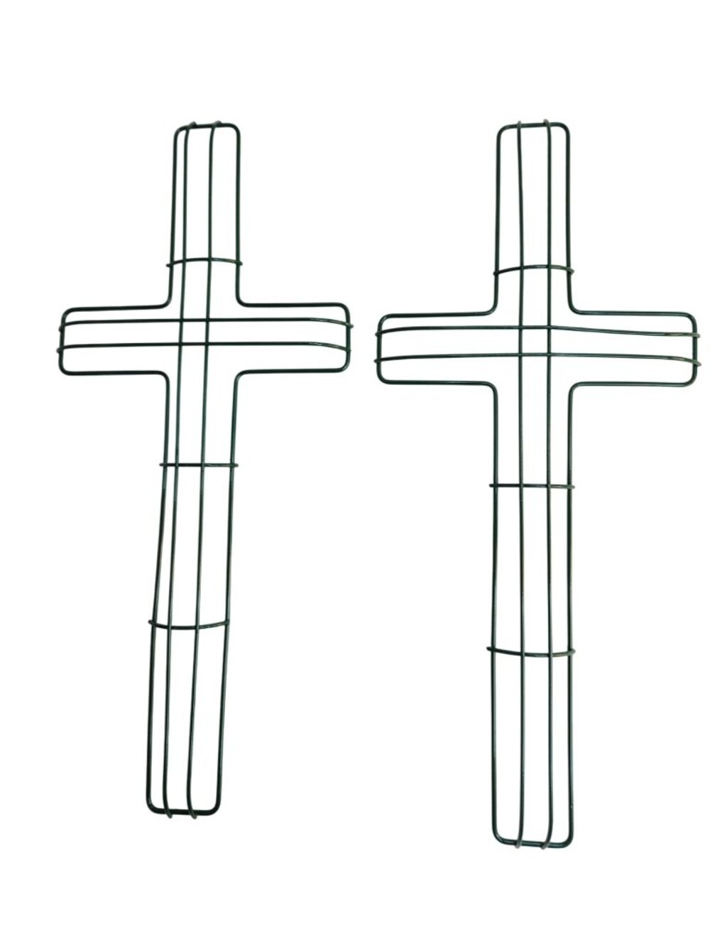 Green Wire Floral Wreath Cross Frames Set of 2 Small 7x16 Memorial Day Easter Ch